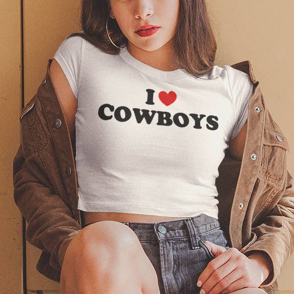 I Heart Cowboys Baby Tee: Baby Blue