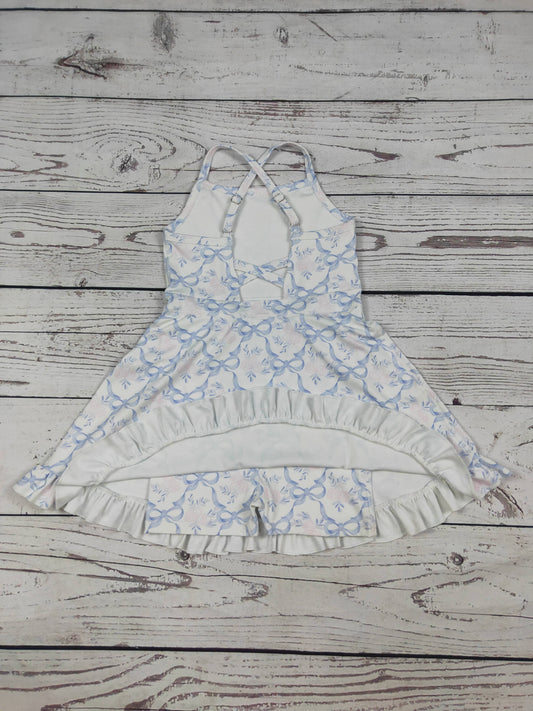 Flower Bow Print Girls Athletic Dresses