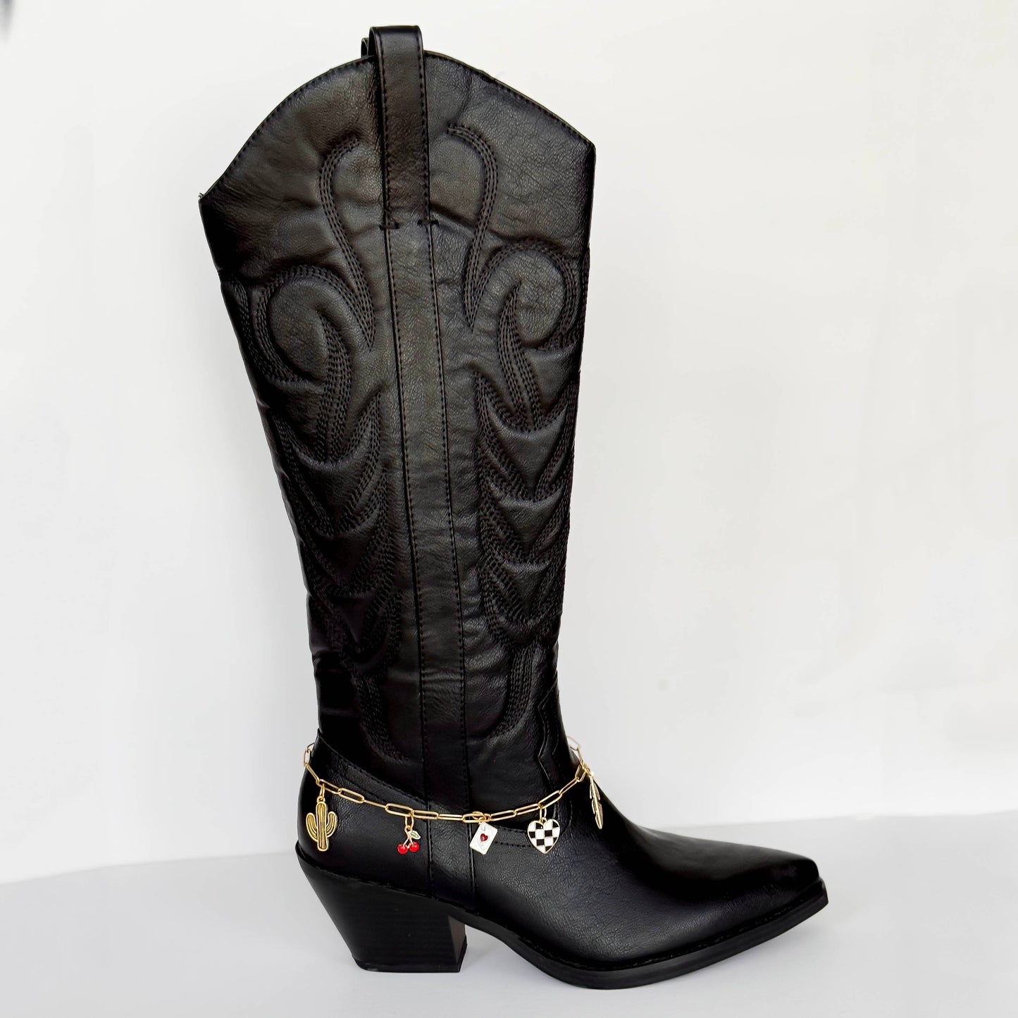 Western Boot Charm Wrap – Gold Chain with Cowgirl Charms: Saddle Up Set