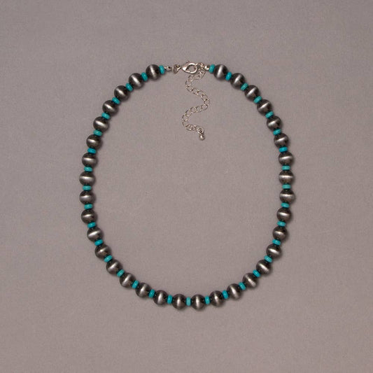 Western Bead Necklace With Turquoise Disc Spacers
