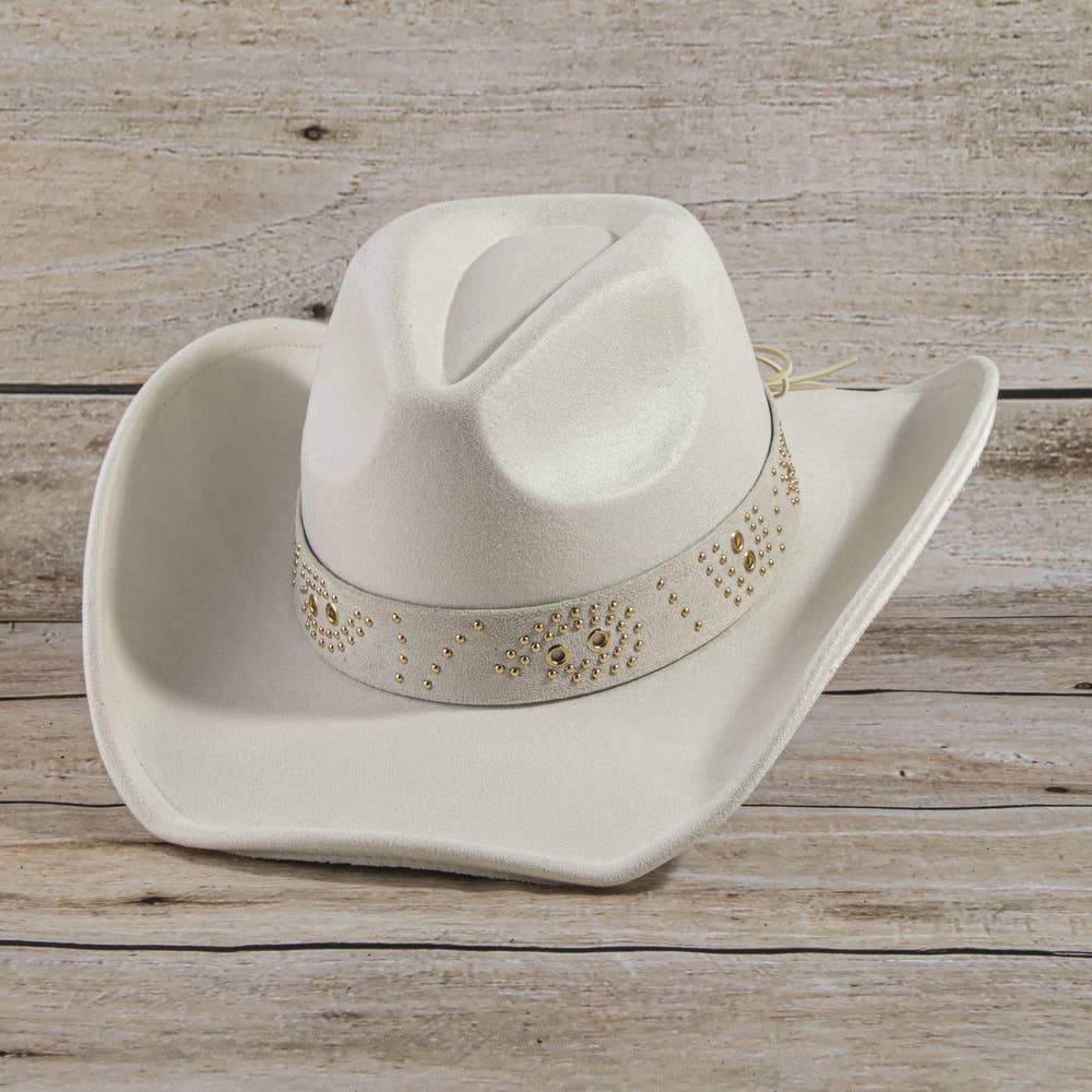 Studded Grommet Band Suede Cowboy Hat: IV