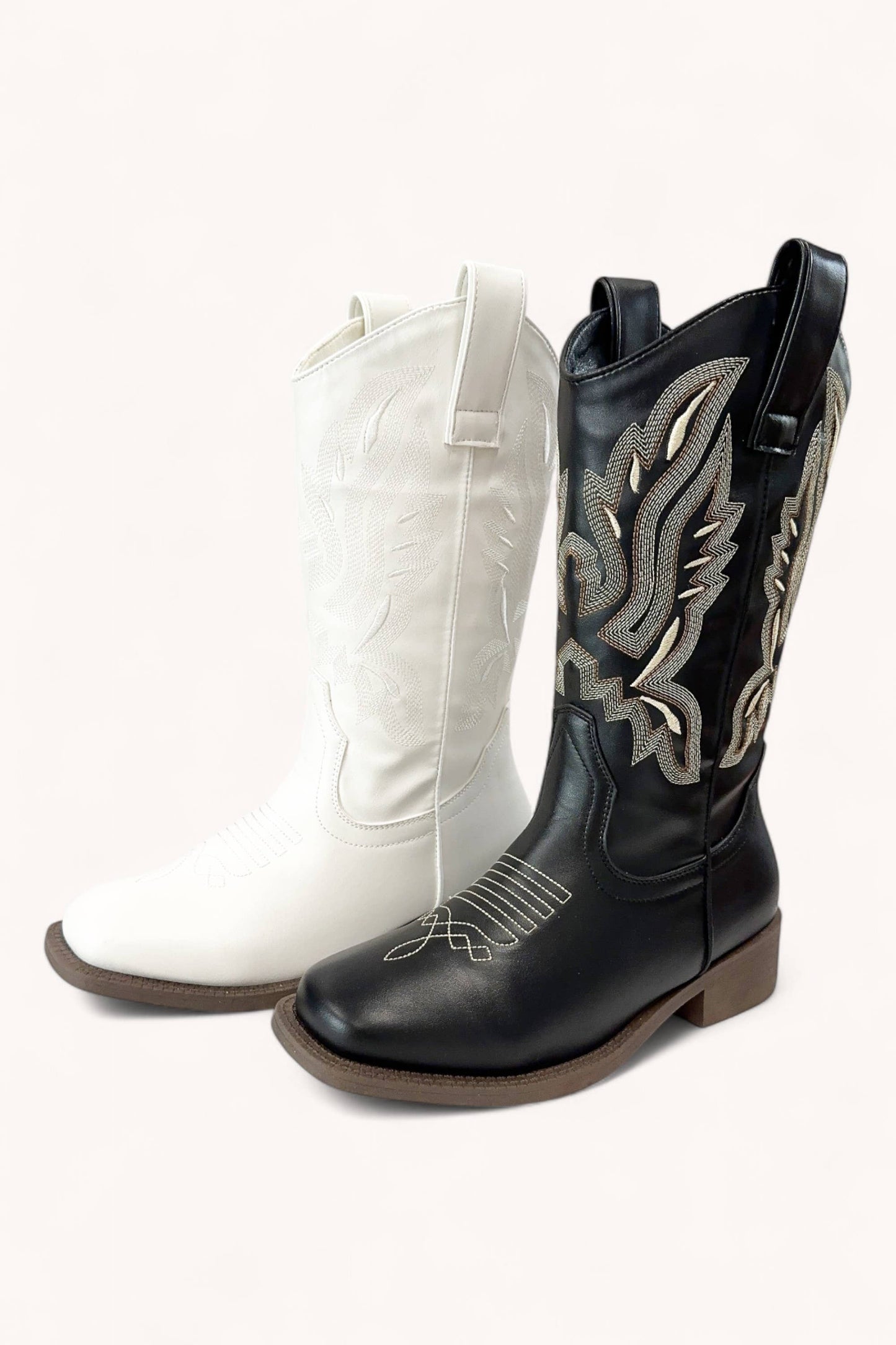 COWBOY-01 SEMI-SQUARE-TOE MID-CALF COWBOY BOOTS