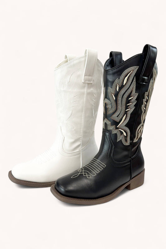 COWBOY-01 SEMI-SQUARE-TOE MID-CALF COWBOY BOOTS