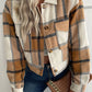 Buttoned Cardigan Plaid Jacket With Pocket:100%Polyester.