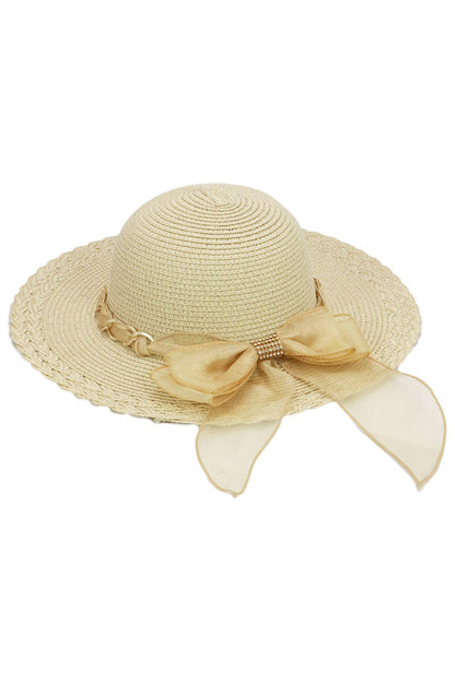 Kids Scallop Hem Paper Straw Floppy Sun Hat