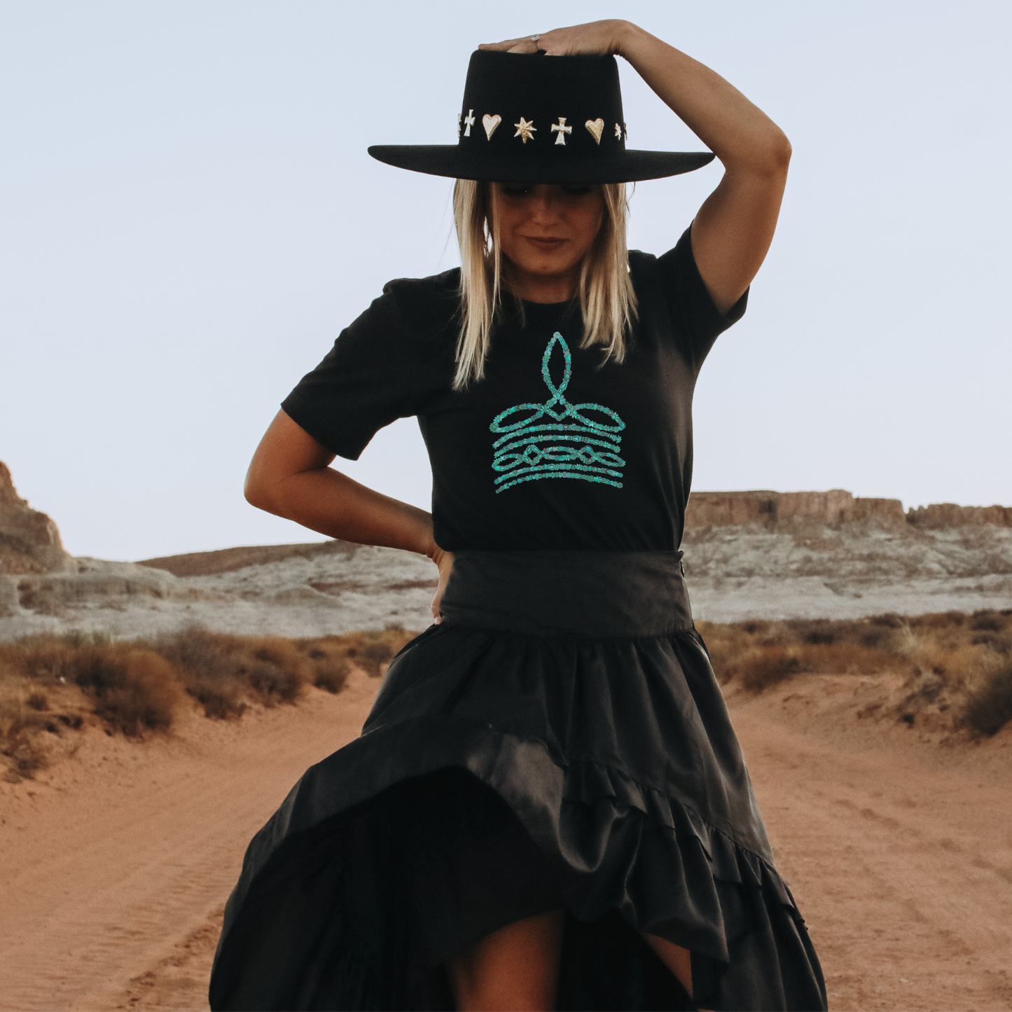 Turquoise Boot Stitch Western Graphic Tee