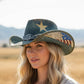 Yellow Star Western Usa Accent Cowboy Hat: BLUE