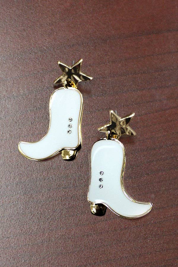 WESTERN COWBOY BOOT EARRINGS | 31E23558: BLACK
