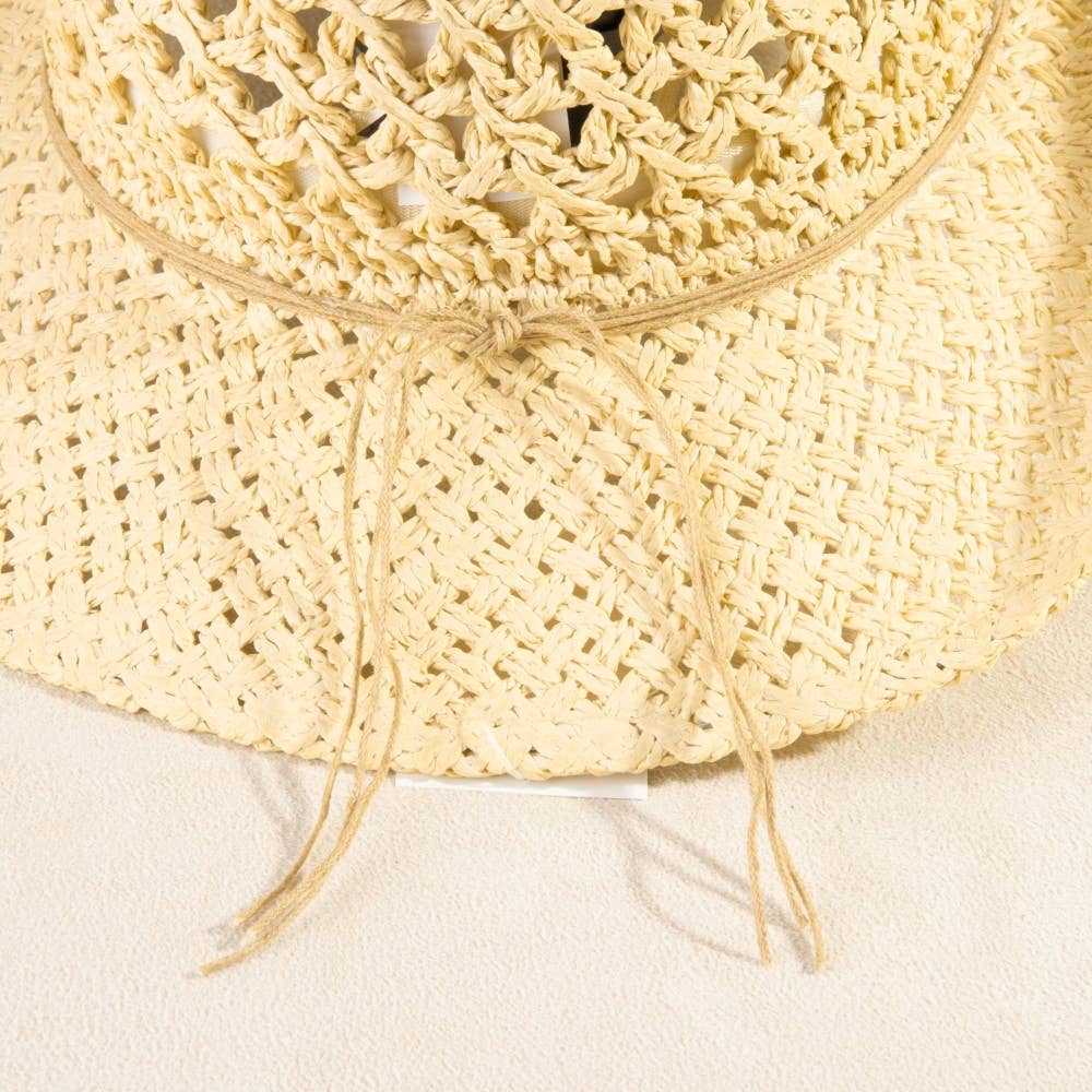Braided Beads Straw Cowboy Hat