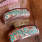 Turquoise Painted Sunflower Tooled Leather Claw Hair Clips