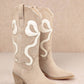 RUBY BOW SWIRLING PATTERNED WESTERN BOOTS: WHITE/ LIGHT BLUE / B12