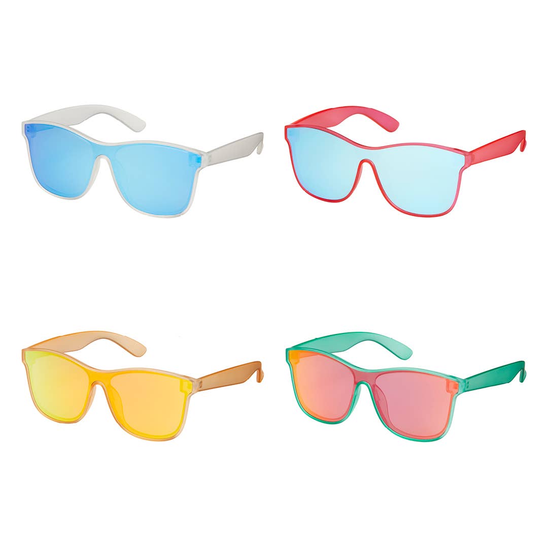1555 Shields - Wrap Mirror Color Lens Sunglasses