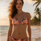 Triangle Pink Tropical With Tie side Bikini