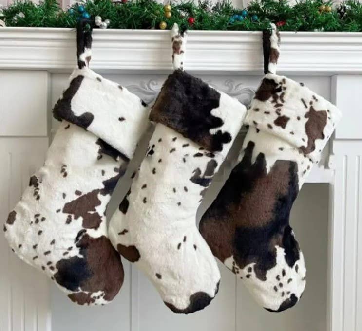 Cow Print Christmas Stocking: No Name Tag