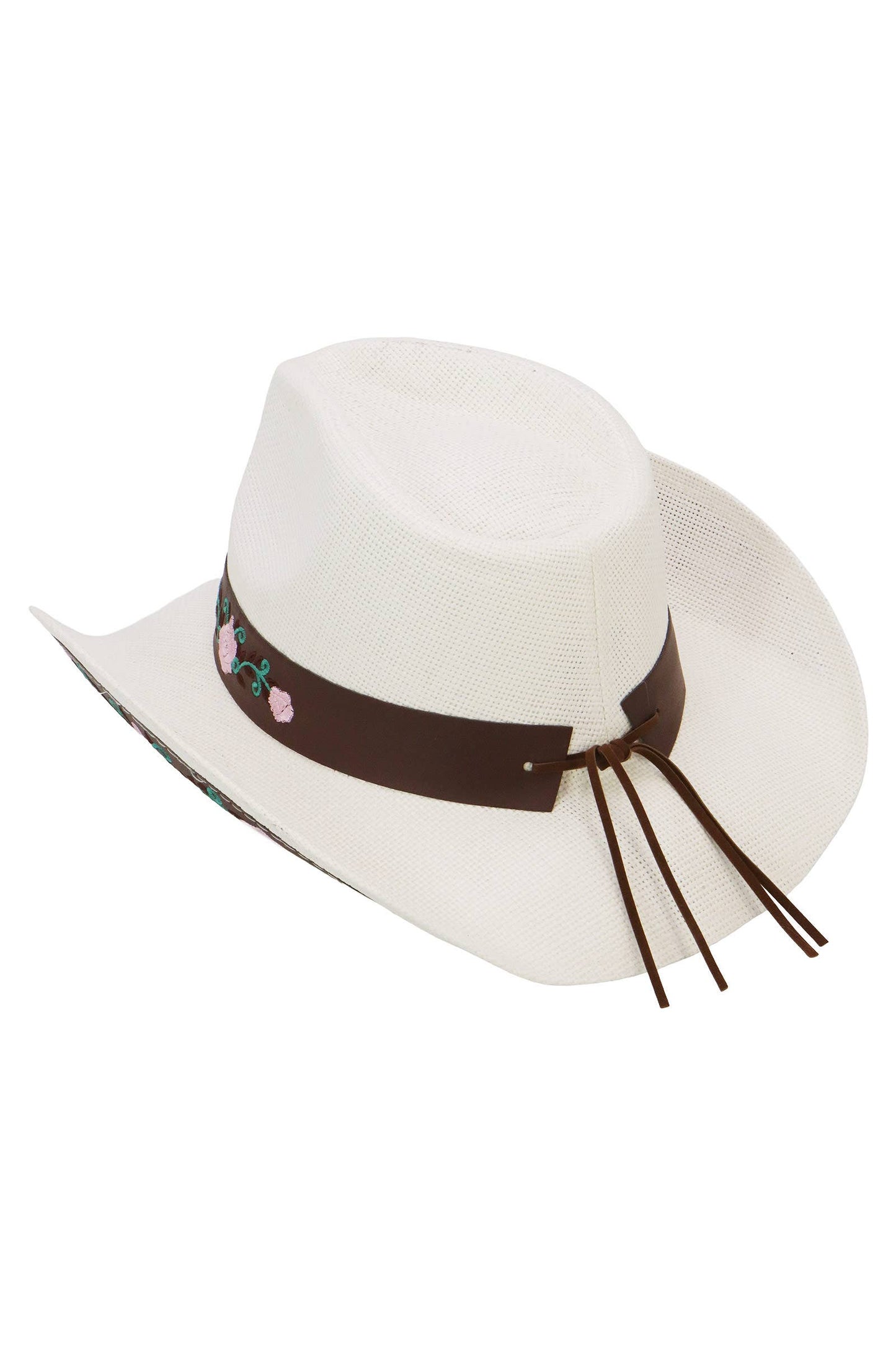 Pink Rose Concho Belt Embroidered Cowgirl Hat