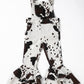 Girls Cow Print Denim Overalls:
