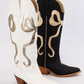RUBY BOW SWIRLING PATTERNED WESTERN BOOTS: WHITE/ LIGHT BLUE / B12