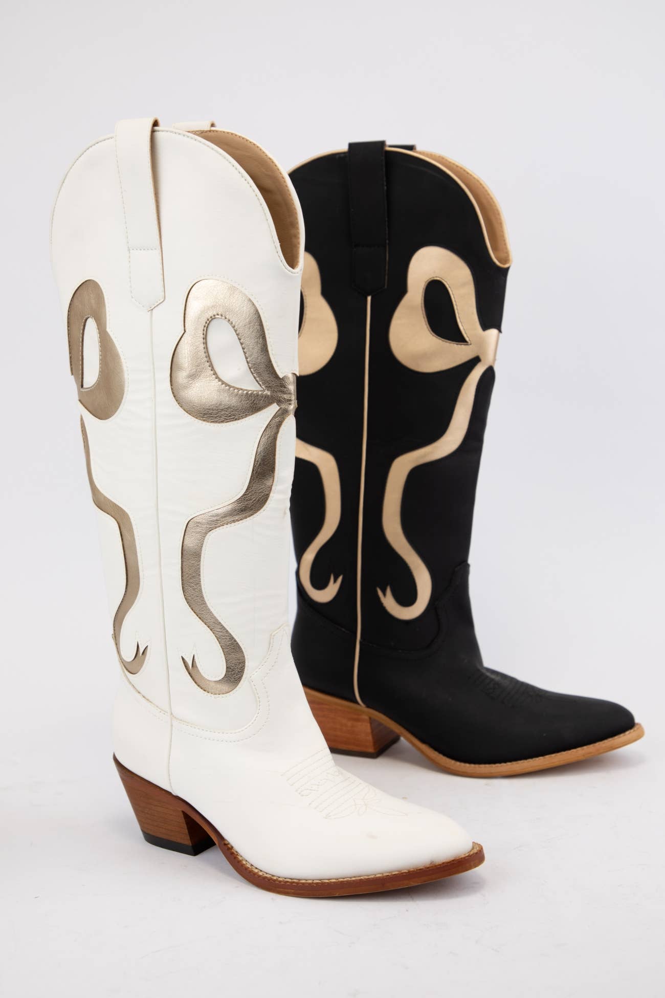RUBY BOW SWIRLING PATTERNED WESTERN BOOTS: WHITE/ LIGHT BLUE / B12