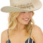 Blue Starfish Straw Coastal Cowgirl Hat: BEIGE / ONE SIZE
