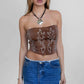 BECKEE CP Vegan Leather Western Rhinestone Corset Top