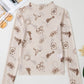Western Print Slim Fit Mesh Long Sleeve Top