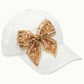 Bejeweled Bow Pearl Bling Glitz Ponytail Cap, Adjustable