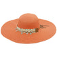 Blue Coastal Starfish Belt Floppy Straw Sun Hat