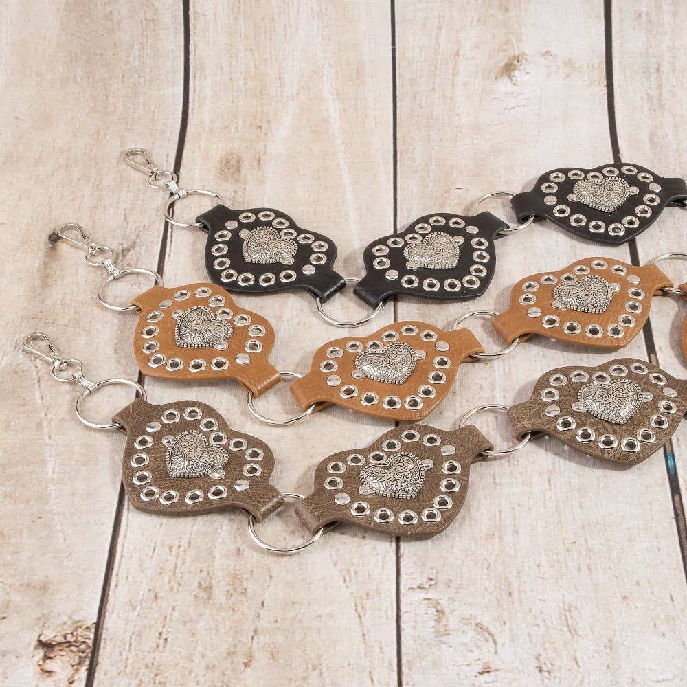 Heart Concho Ring Chain Belt