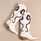 RUBY BOW SWIRLING PATTERNED WESTERN BOOTS: WHITE/ LIGHT BLUE / B12