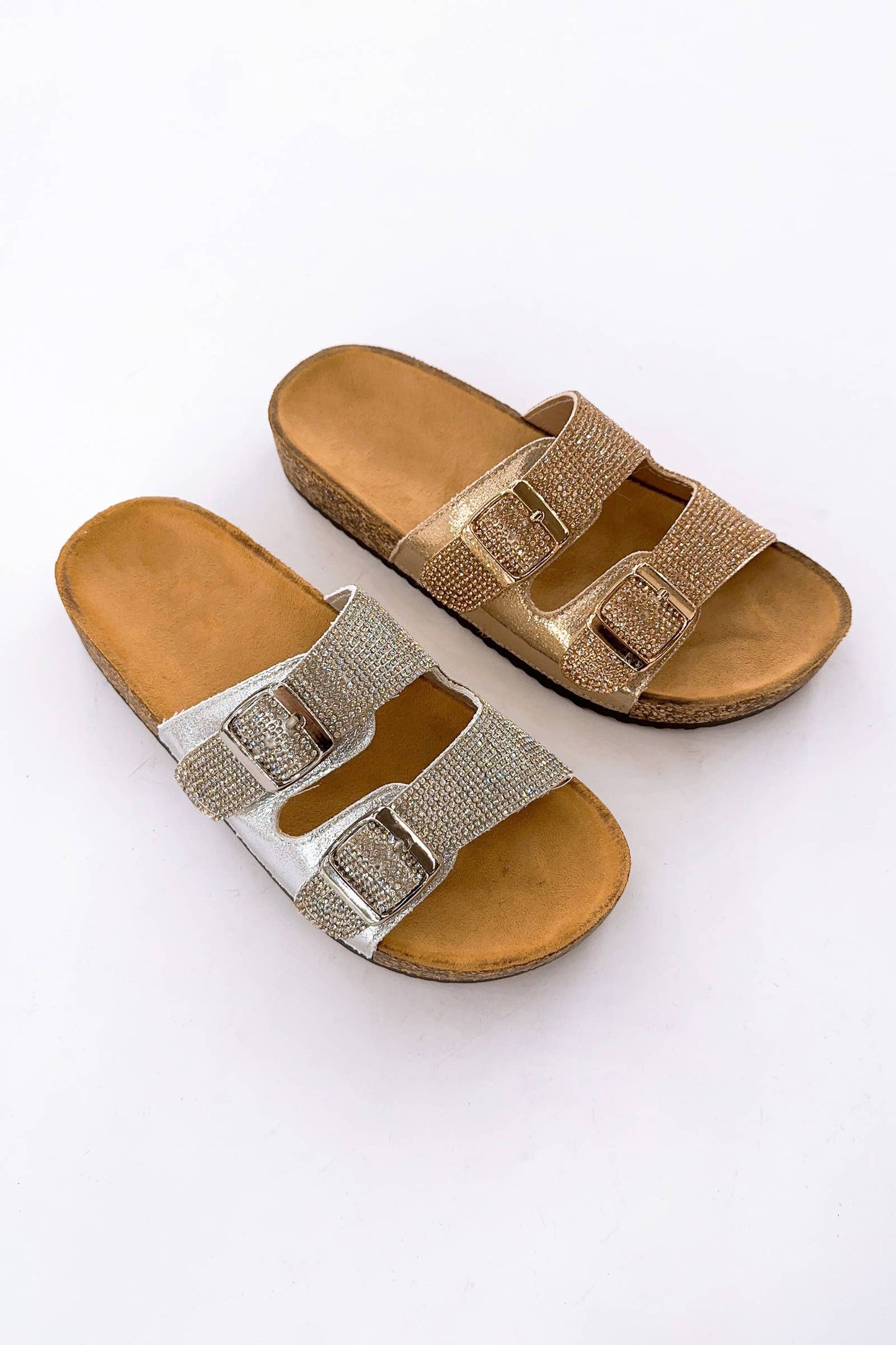 JEWELED BIRKENSTOCK SLIDE: CHAMPAGNE / B18