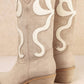 RUBY BOW SWIRLING PATTERNED WESTERN BOOTS: WHITE/ LIGHT BLUE / B12