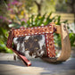 Upcycled LV Cowhide Leather Wristlet Crossbody Bag Western 