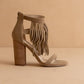 The Gela Khaki | Fringe Framed Heel: KHAKI