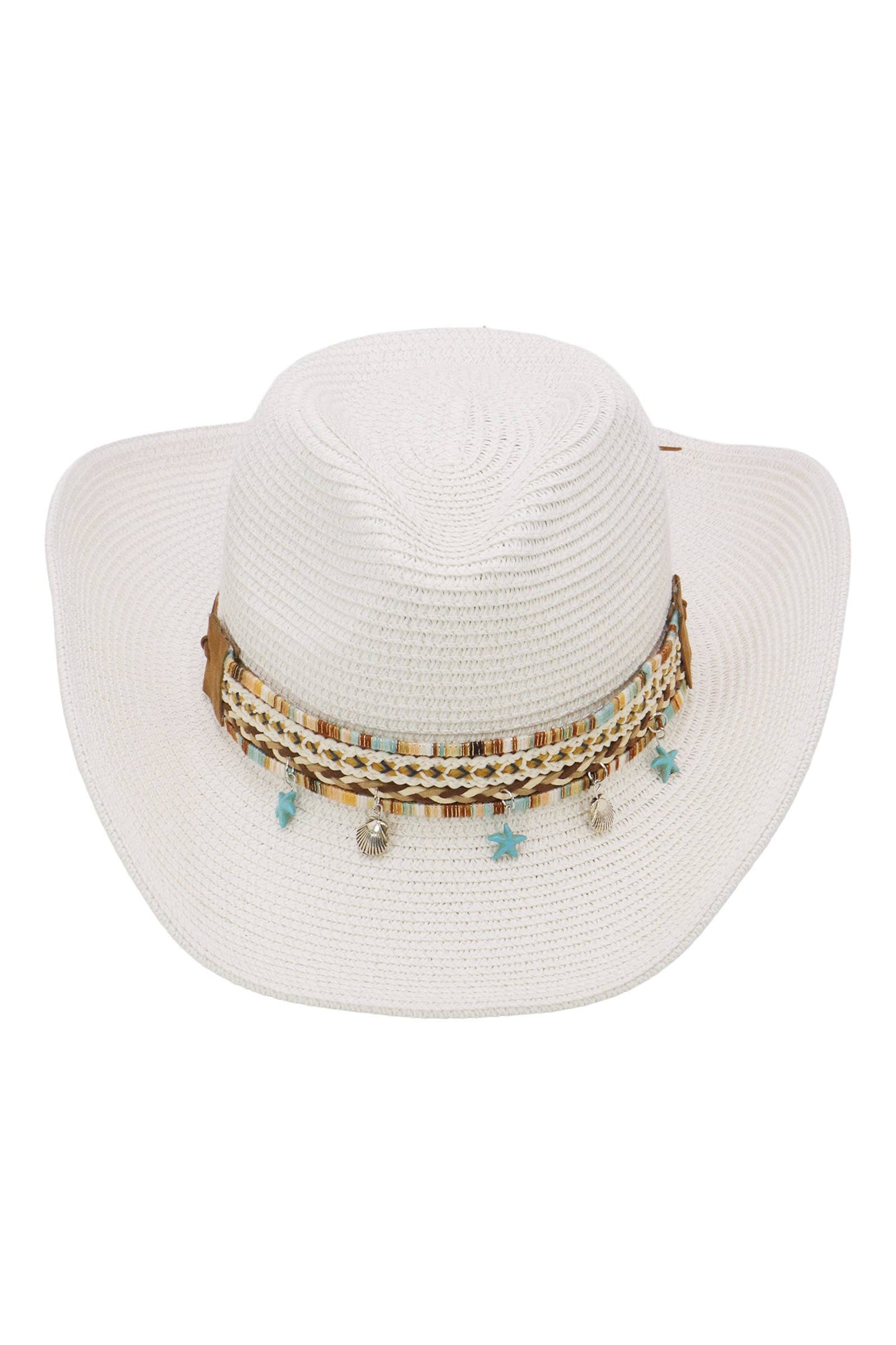 Blue Starfish Straw Coastal Cowgirl Hat: TAN / ONE SIZE