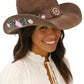 Pink Rose Concho Belt Embroidered Cowgirl Hat