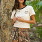 TERRA Woodland Camo Satin Shorts Low Rise Stretch: Camo