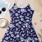 Sky Blue Crossed Back Floral Print swim dress