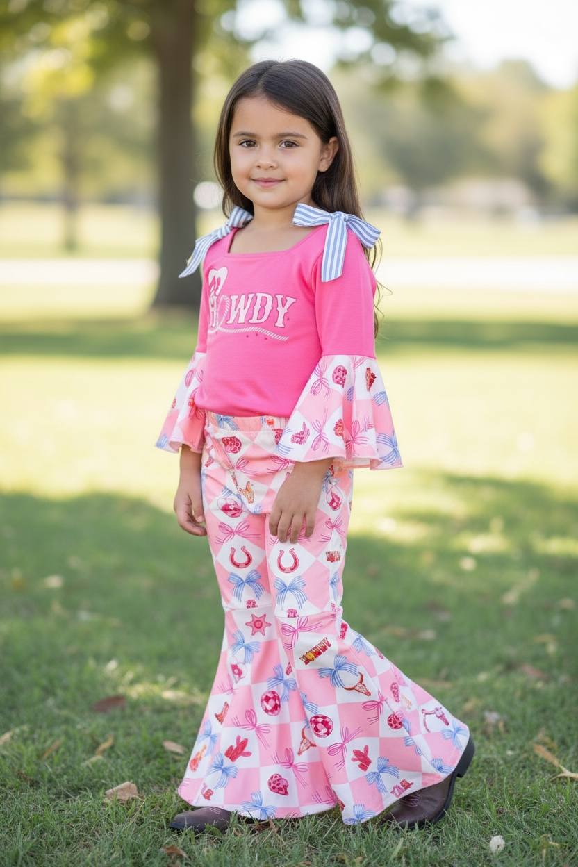 Howdy bell sleeve top and bell bottoms. OFG53462