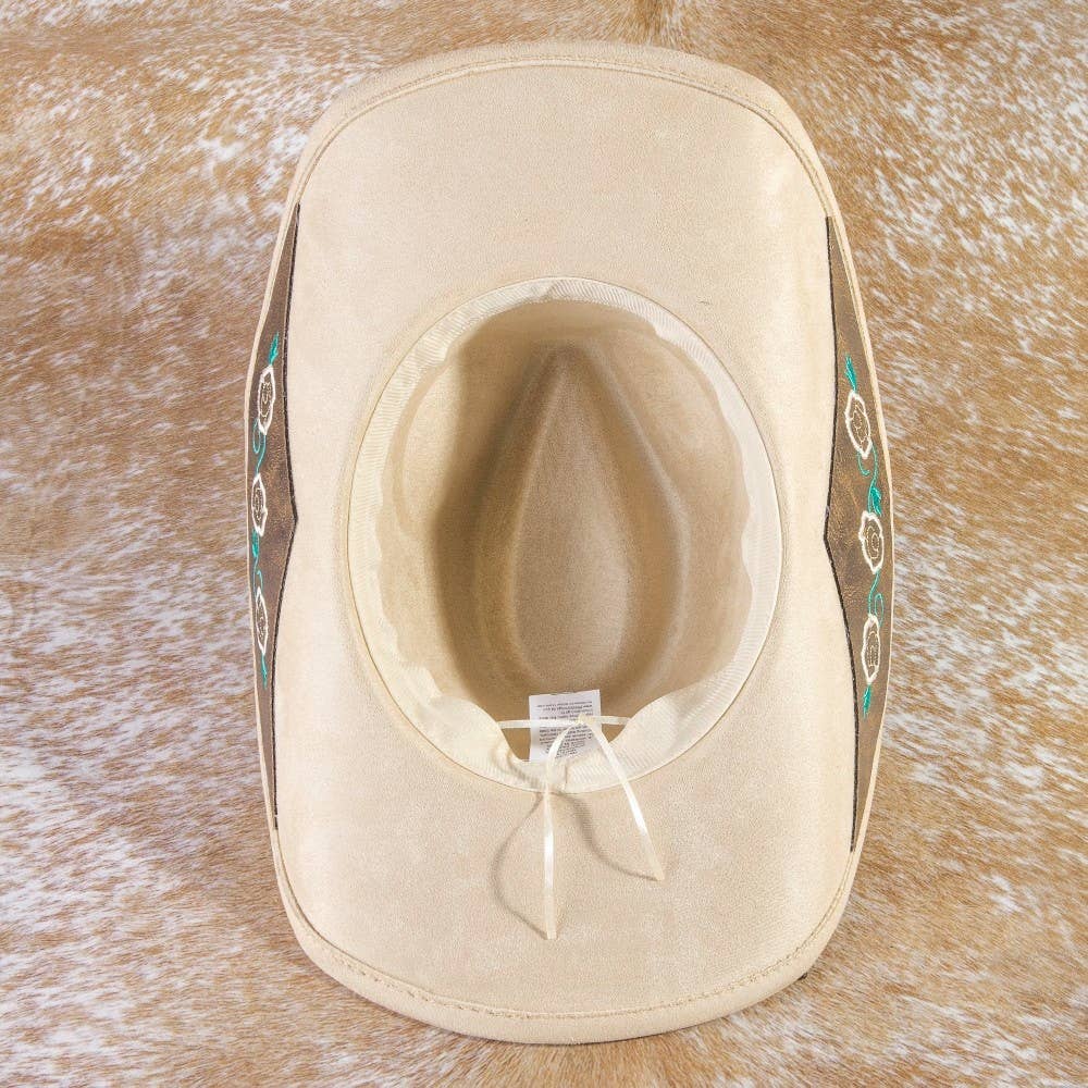 Concho Embroidered Strap Western Cowboy Hat: DBR