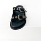Isol Western Buckle Sandal in Black and Cream: