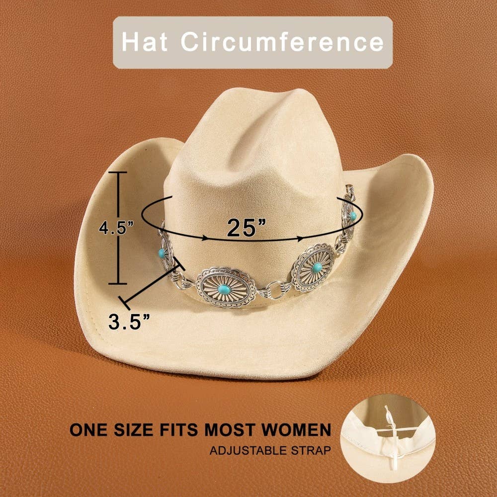 Turquoise Stud Concho Belt Western Cowboy Hat
