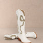 RUBY BOW SWIRLING PATTERNED WESTERN BOOTS: WHITE/ LIGHT BLUE / B12