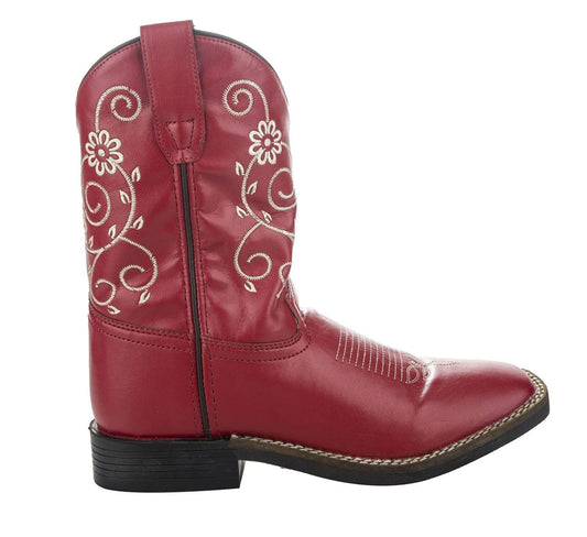 TuffRider Children's Fire Red Floral Western Boot: Red