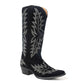 Midnight Trail Embroidered Leather Boots in Shadow Black