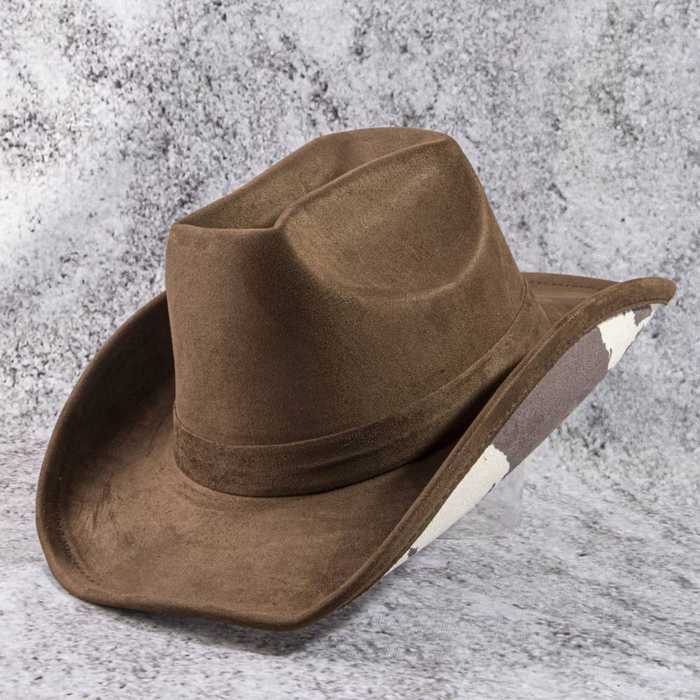 Cow Print Suede Cowboy Hat