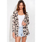 Leopard print knit long sleeve cardigan