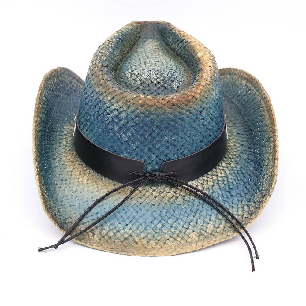 Yellow Star Western Usa Accent Cowboy Hat: BLUE