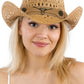 Longhorn Monochrome Belt Crochet Woven Cowboy Hat: Hot Pink