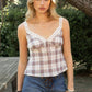 Plaid Lace Bow Top
