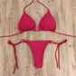 2-Piece Solid Color thong Bikini Swimsuit